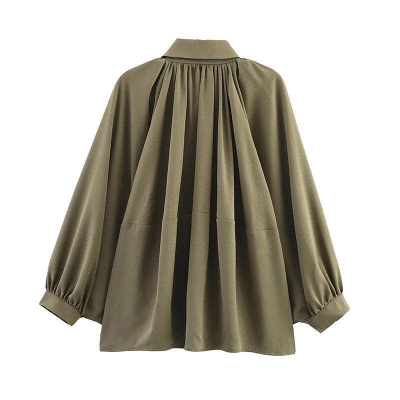 Description Picture 4 of itemRAFZNB Fashion Bomber Jackets Coats for Women Turn-down Collar Long Sleeve Loose Coats Vintage Female Outerwear Chic Tops