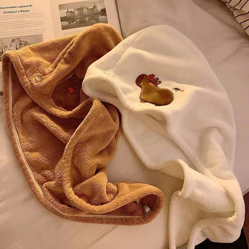 Description Picture 4 of itemCapybara Hair Drying Hat Quick-dry Hair Towel Cap Water Guinea Pig Hat Bath Hat Towel Cap Super Absorption Hair Dry Cap