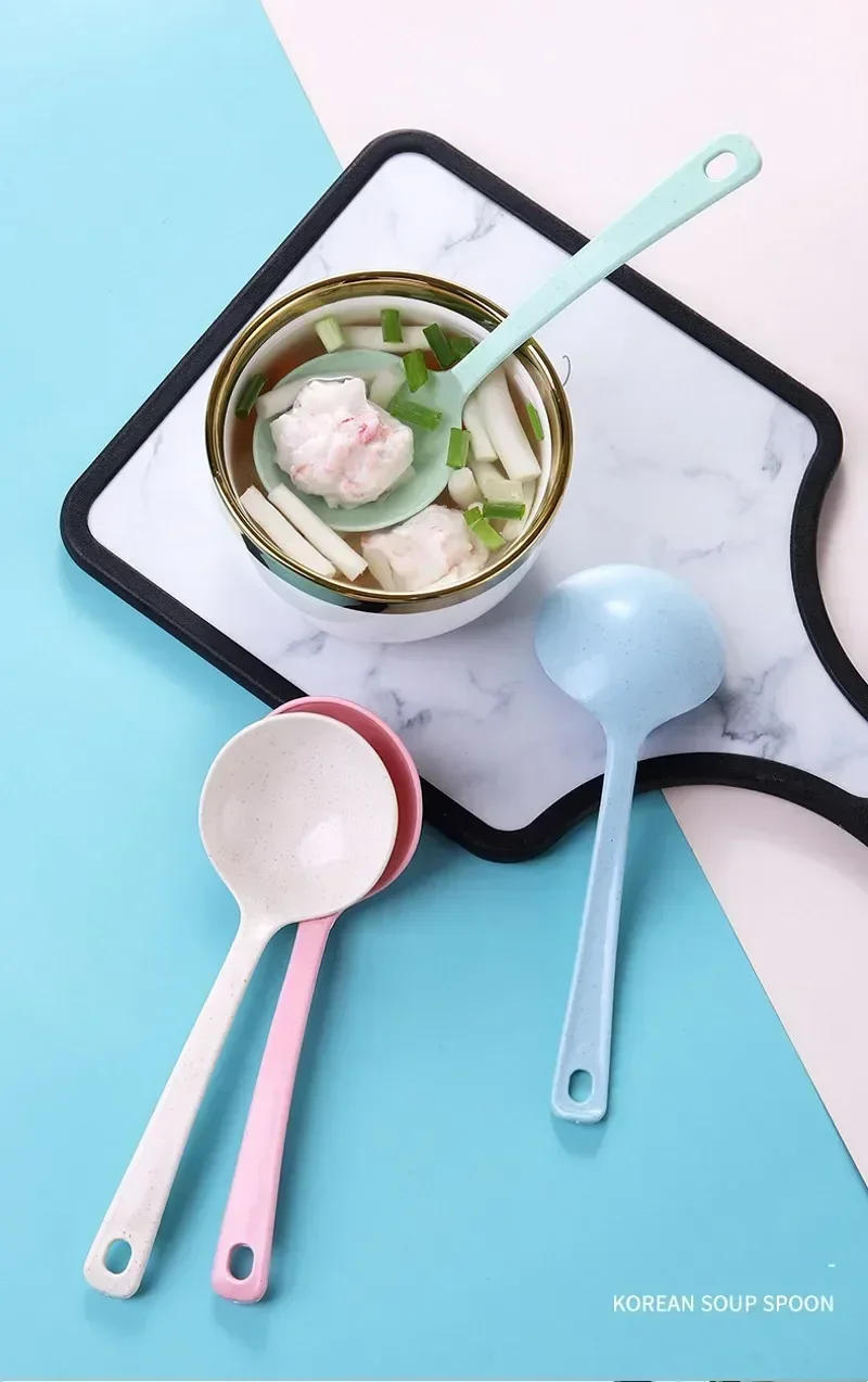 Description Picture 5 of item1pcs Household Utensils Spoon Wheat Stalk Spoon Tablespoons Plastic Large Soup Long Porridge Rice Dinner Scoop Kitchen Supplies