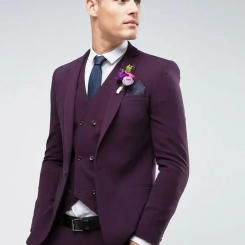 Purple Formal Wedding Suits For Men Slim Fit 3 Piece Tuxedo Custom Groom Suit Prom Blazer Sets Terno Masculino Trajes De Hombre