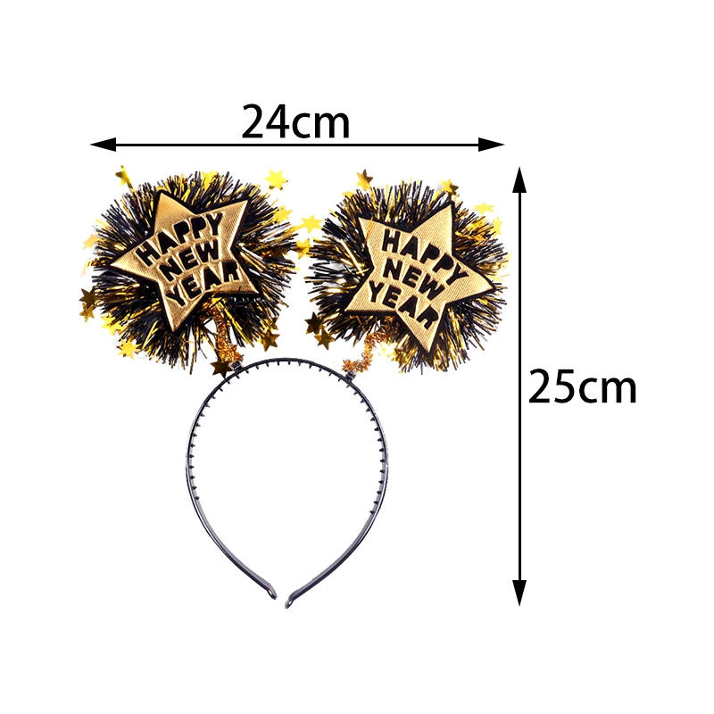 Description Picture 6 of item2025 New Year Headband Glitter Star Sequin Colorful Hairhoop Happy New Year Headwear Photo Prop Merry Christmas Party Decoration