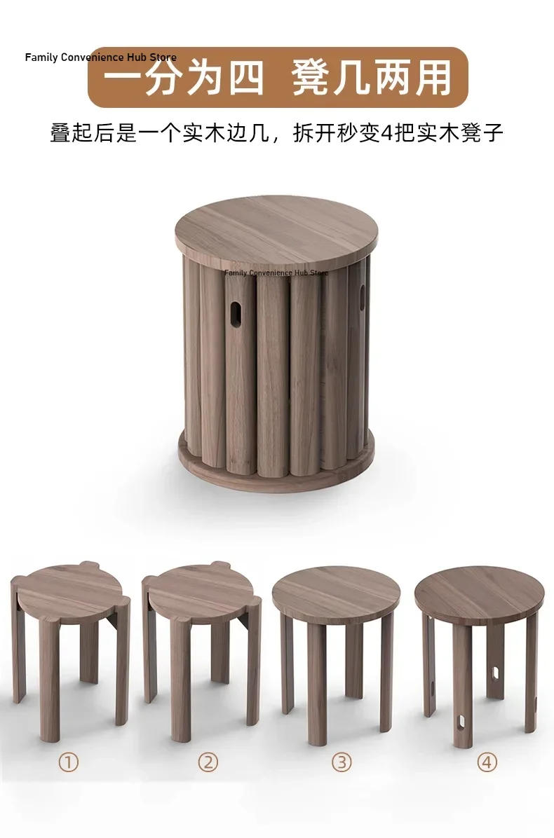 Description Picture 3 of itemModern Simple Solid Wood Round Stool, Household Stackable Stool, Dining Table Stool, Log, Coffee Table, Bedside Table
