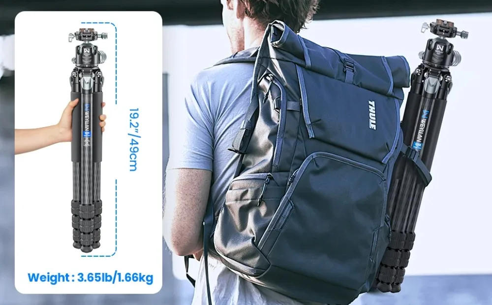 Description Picture 3 of itemWEYLLAN Carbon Fiber Heavy Duty Tripod 69'' Professional Tripod 29mm Leg with DSLR Tripod Ball Head for Digital SLR DSLR Camera