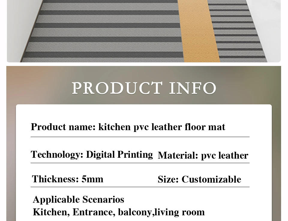 Description Picture 4 of itemKitchen Mat Pvc Leather Foot Mats Waterproof Floor Carpet Home Decoration Luxury Long Rug Non-slip Washable Alfombra De Cocina