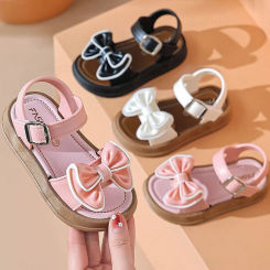 New Fashionable Girls Sandals Summer Bow Princess Sandals 3-14 Years Old Students Children Outside Wearing Versatile Sandals