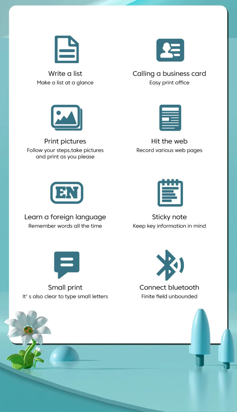 Description Picture 3 of itemMini Printer Thermal Adhesive Labels Printer Sticker Bluetooth Mini Pocket Label Notes Printer for Home and Office Android IOS .