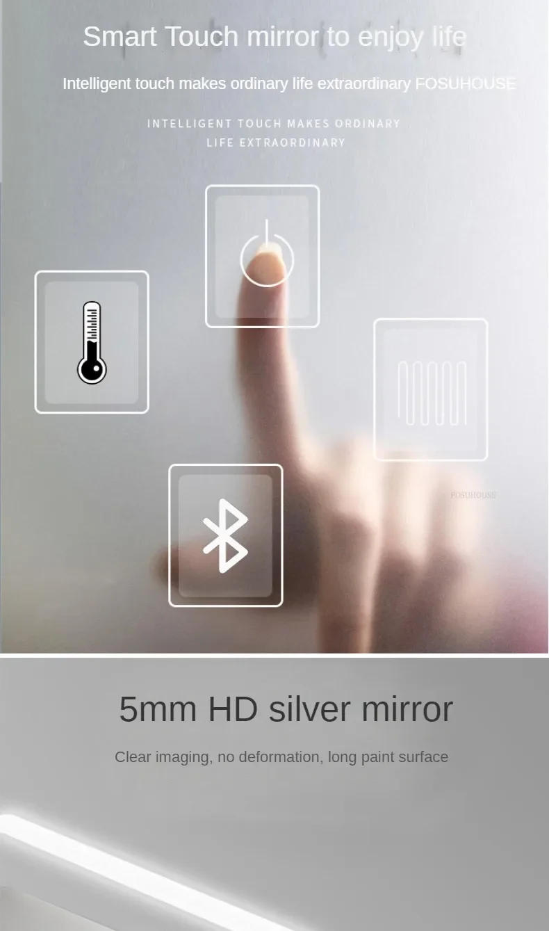 Description Picture 6 of itemEuropean Simple Mirror for Toilet Touch Screen Luminous Defogging Bath Mirrors Smart Light Luxury Household Mirrors for Bedroom