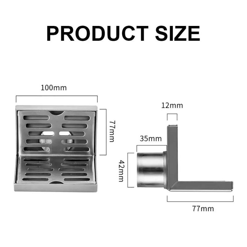 Description Picture 2 of item304 Stainless Steel Corner Floor Drain L Shape Side Drainage Floor Drain Balcony Wall Drain Durable Shower Room Accessories