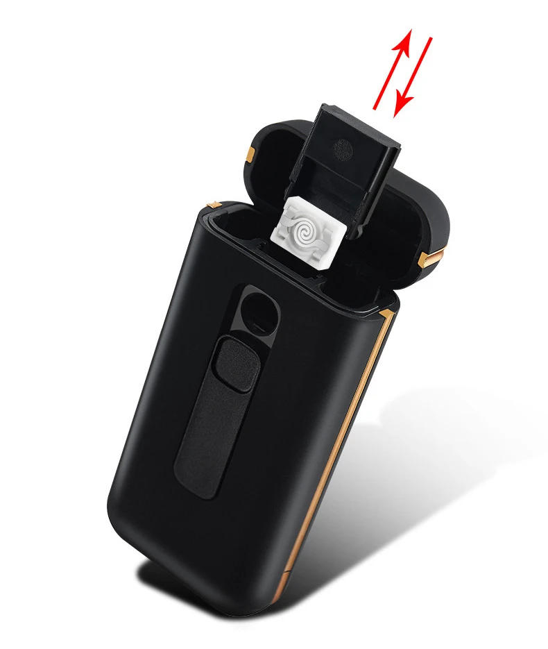 Description Picture 6 of item2-in-1 Interchangeable Tungsten Cigarette Case USB Charging Lighter Regular 20 Cigarettes Portable Cigarette Accessories For Men