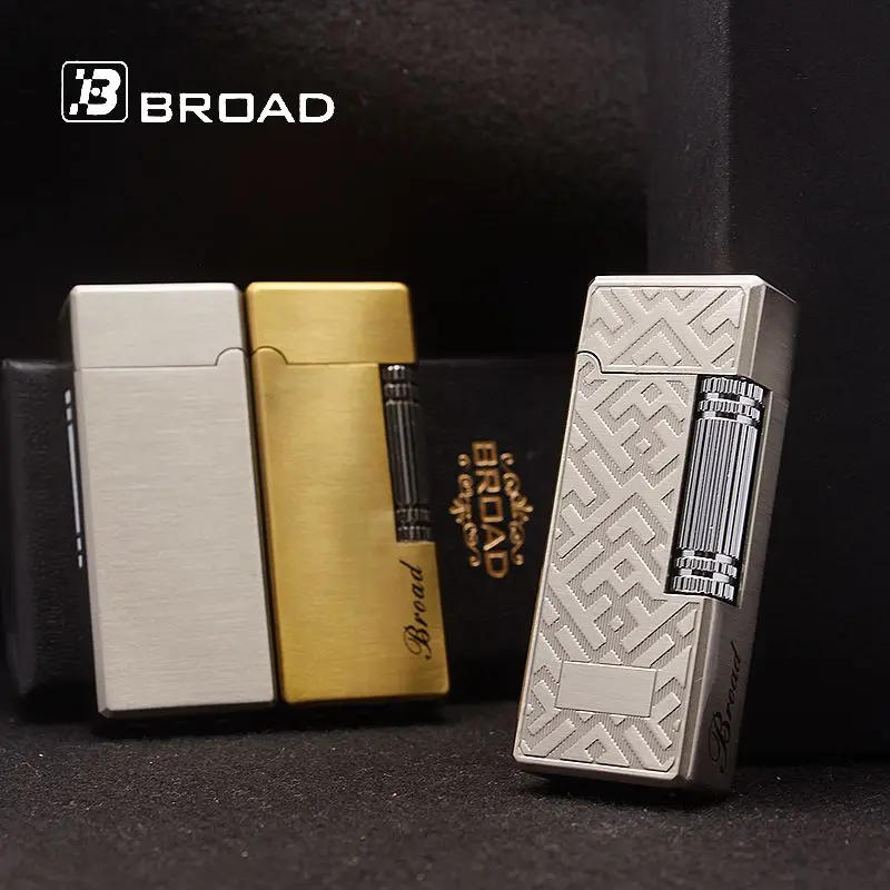 Description Picture 4 of itemBROAD Flint Gas Lighter Butane Side Slip Grinding Wheel Lighters Cigarettes Accessories Cigar Smoking Lighters Gadgets for Men