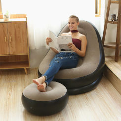Inflatable Lazy Sofa Chair Blow Up Lounger Chair,Folding Air Chair for Adults，Camping Air Mattress Bed for Single