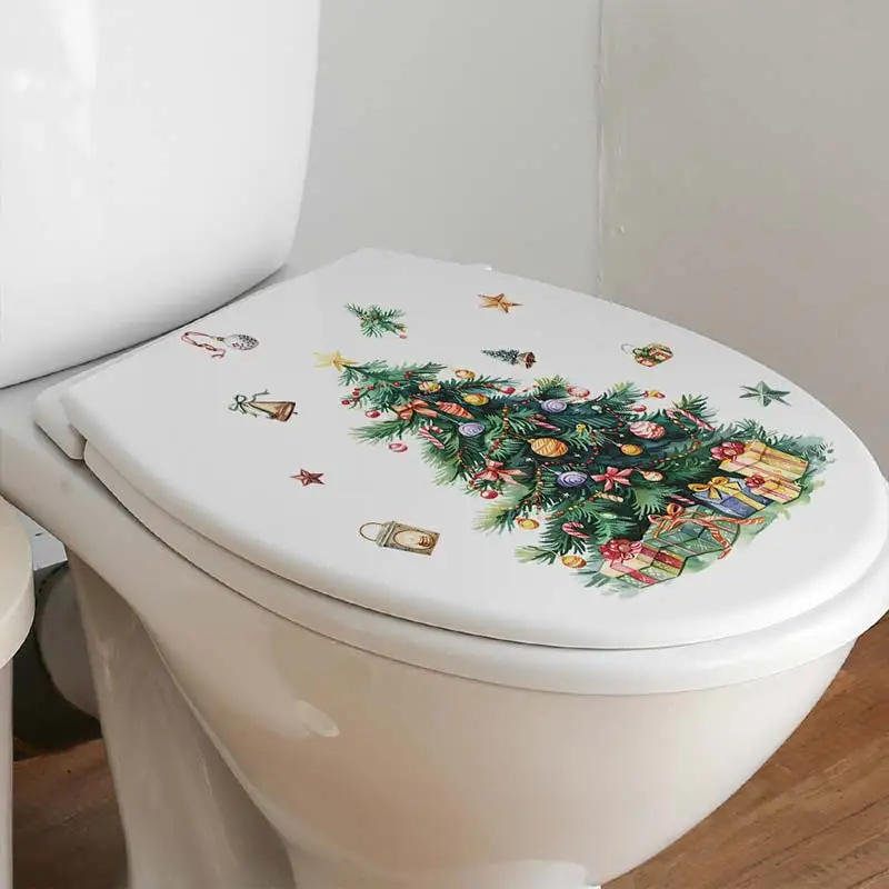 Description Picture 5 of itemChristmas Tree gift Bell Toilet Lid Decal Waterproof WC Door Sticker Removable Self-Adhesive Decor  Household Stickers S196