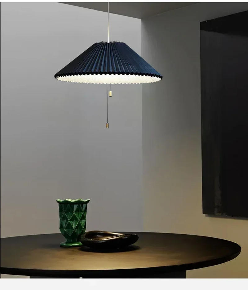 Description Picture 5 of itemArt Design Pleated Deformed Fabric Umbrella Chandeliers Home Decor LED Lighting Lamp for Bedroom Living Dining Room Luminaire