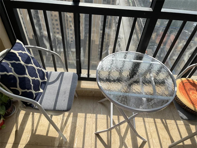 Description Picture 4 of itemModern Simple Patio Furniture Outdoor Folding Table and Chairs Garden Balcony Leisure Table Backrest Chair Glass Coffee Table