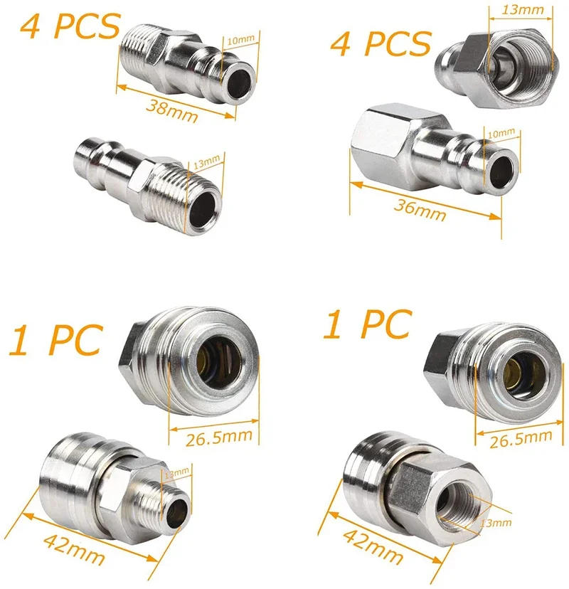 Description Picture 6 of item10pcs Pneumatic Fitting Air Line Quick Coupling Coupler Adapter Euro Airline Hose Compressor 1/4" BSP Thread Hose Barb Connector