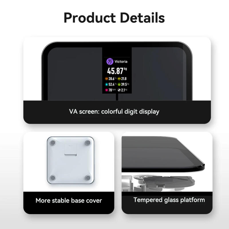 Description Picture 6 of itemSmart Scale for Body Weight and Fat Percentage, High Accuracy Digital Bathroom Scale with Large Display for BMI Heart Rate