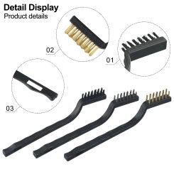 1PC Mini Stainless Steel & Brass Wire Toothbrush Set Rust Cleaning And Polishing Brushes For Metal Detailing Plastic Handle Tool