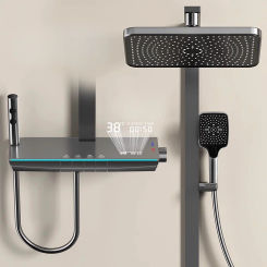 Digital Display Thermostatic Shower Faucet Rain Shower Thermostatic Four-way Mixer Bidet Faucet Rainfall Bathroom Accessories