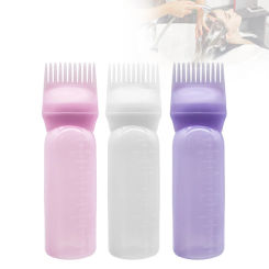 Refillable Multicolor Plastic Hair Dye Bottle with Applicator Brush Dispensing Empty Dyeing Bottles Hairdressing Styling Tools