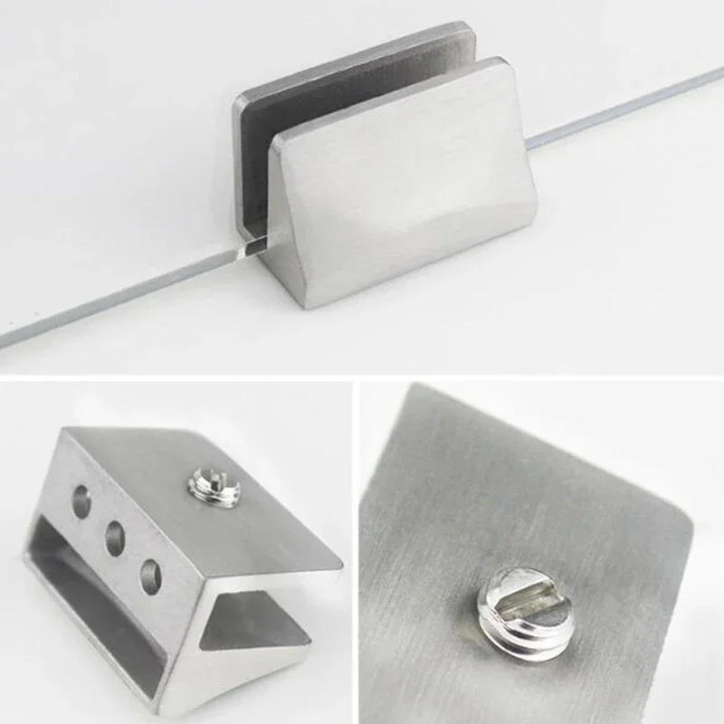 Description Picture 3 of itemGlass Clamp Glass Plated Brackets 304 Stainless Steel Shelf Holder Support Brackets Clamps Wall Mounted ClampClips