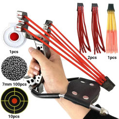 Outdoor Hunting Shooting Slingshot with Rubber Bands Can Shoot Fish Slingshot with Wrist Support Catapult Tools
