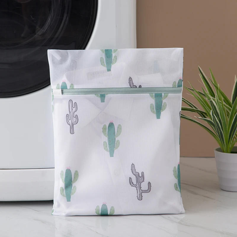 Description Picture 5 of itemLaundry Wash Bags Print Cactus Portable Zipper Washing Bags Household Basket Dirty Clothes Organizer Foldable Anti-deformation