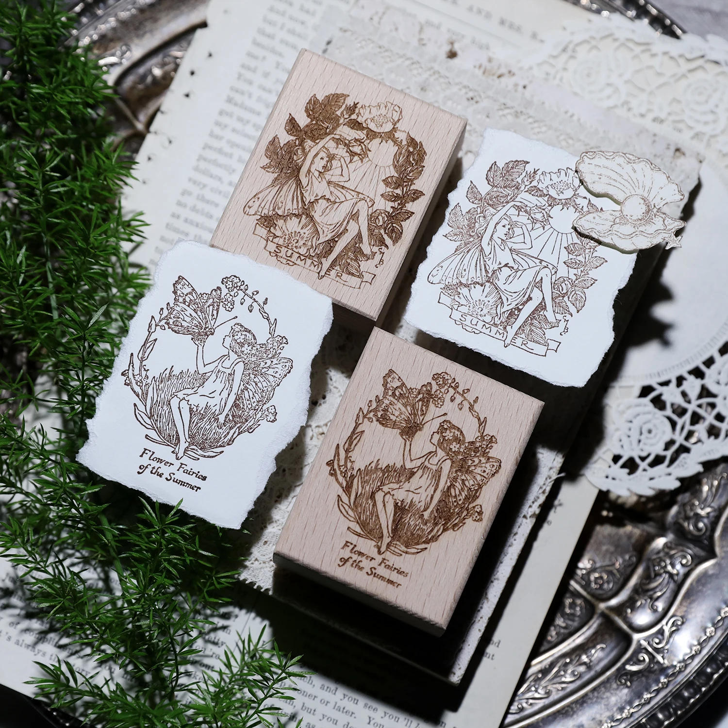 Description Picture 4 of itemRetro Fairy Flower Girl Mushroom Wooden Rubber Stamp Set DIY Scrapbooking Photo Album Card Making Wood Seal