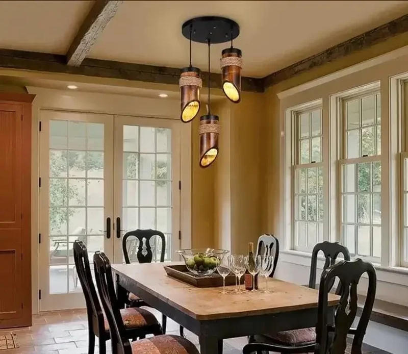 Description Picture 4 of itemCreative Chinese Bamboo Tube Chandelier Zen Tea Room Restaurant Hot Pot Shop Homestay Long Tube American Spotlight Bamboo Lamp