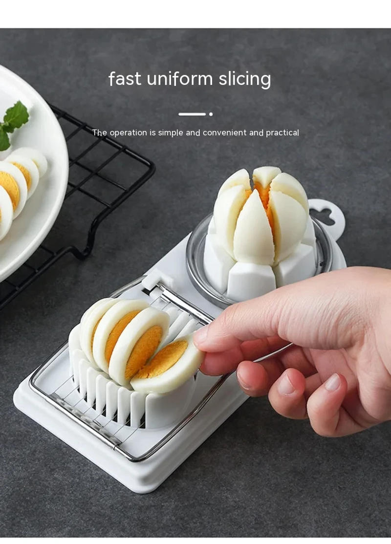 Description Picture 6 of item1 Creative Two in One Egg Slicer Japanese Egg Slicer Fancy Century Egg Multi-function Egg Slicer Stainless Steel Egg Slicer