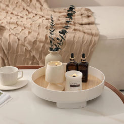 Wooden Desktop Decorative Tray Perfume Fragrance Display Stand Key Cosmetics Storage Rack for Bathroom Home Kitchen Organizer