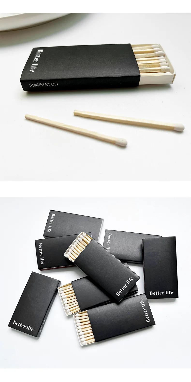 Description Picture 6 of item10pcs/pack Classic Black and White Box Matches for Smoking Cigarette Accessories Long Match Moxibustion Cigar 55mm 15 Sticks