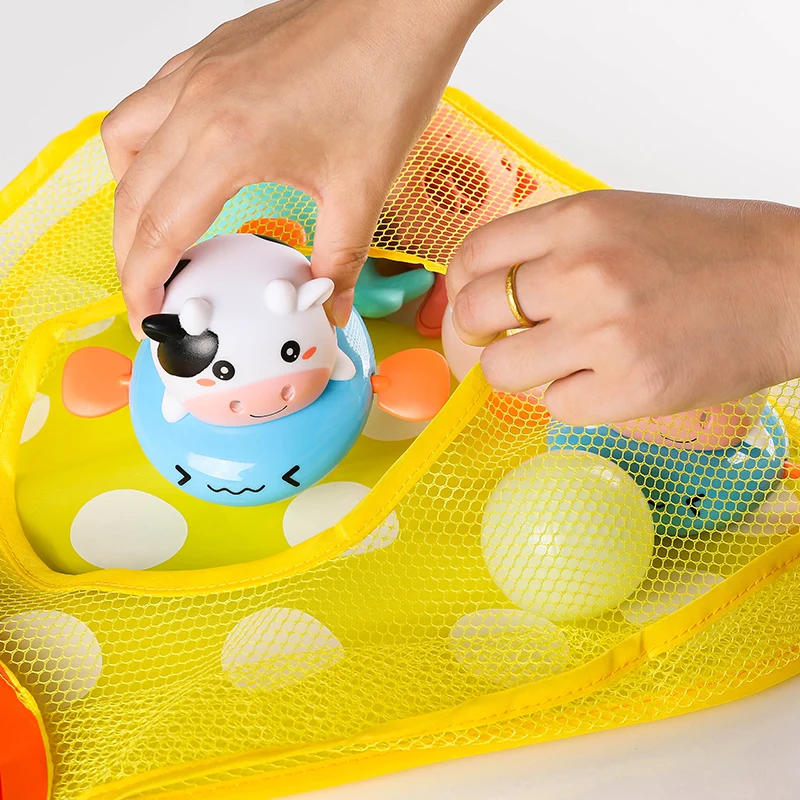 Description Picture 6 of itemBaby Bath Toys Strong Suction Cups Bath Game Bag Cute Duck Frog Mesh Net Toy Storage Bag Bathroom Organizer Water Toys for Kids