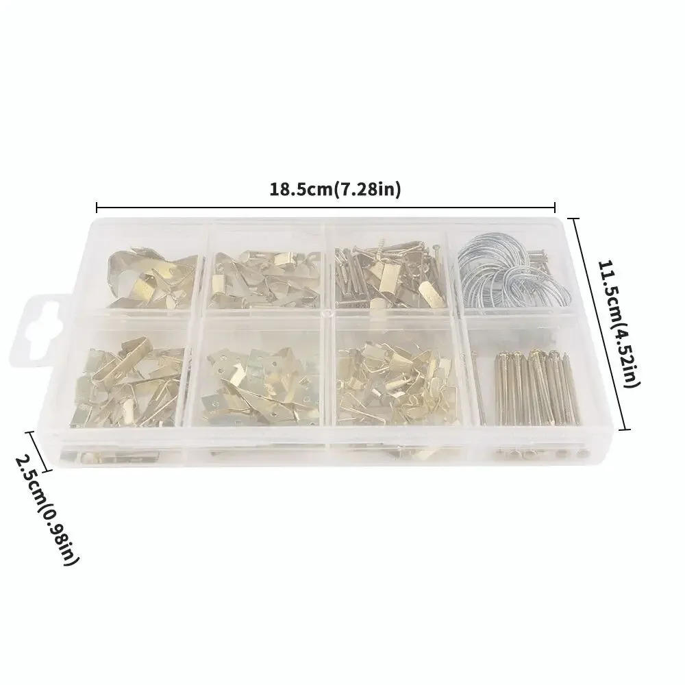 Description Picture 4 of item200pcs Picture Hangers Kit Hooks Nails Sawtooth Hangers Painting Mirror Photo Frames Kit with Case Picture Fasteners Wall Hooks