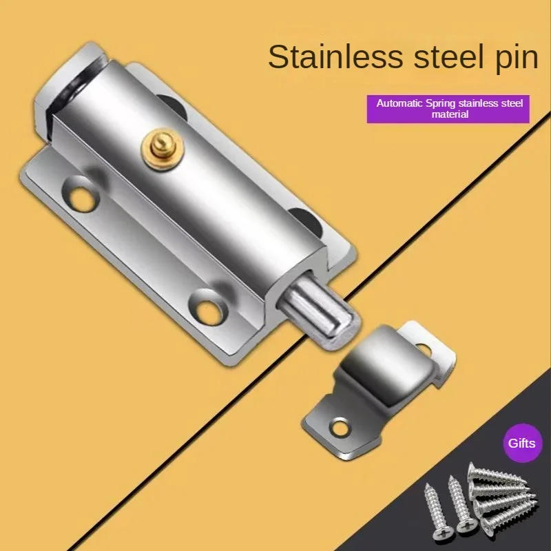 Description Picture 2 of item3/4inch Automatic Zinc Alloy Door Latch Barrel Bolt Hasp Stapler Gate Lock Safety Easy To Install for Bathroom Washroom