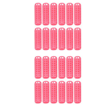 24 Pcs Pink Plastic DIY Hair Styling Roller Curlers Clips
