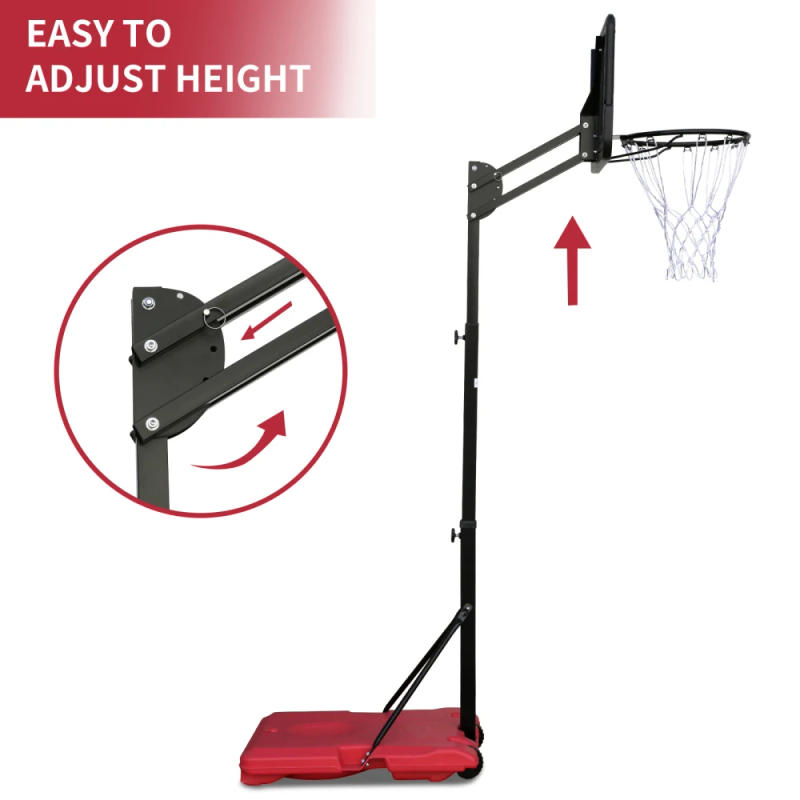 Description Picture 5 of itemUse Outdoor Height Adjustable 4.8 To 7.7ft Basketball Hoop 44 Inch Backboard Portable Basketball Goal System Stable Base Wheels
