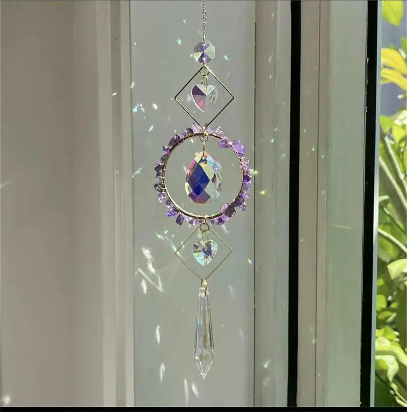 Description Picture 6 of itemCrystal Prism Suncatcher Glass Prism Light Catching Rainbow Maker Curtain Pendant  Wind Chimes Living Room Window Craft Decor