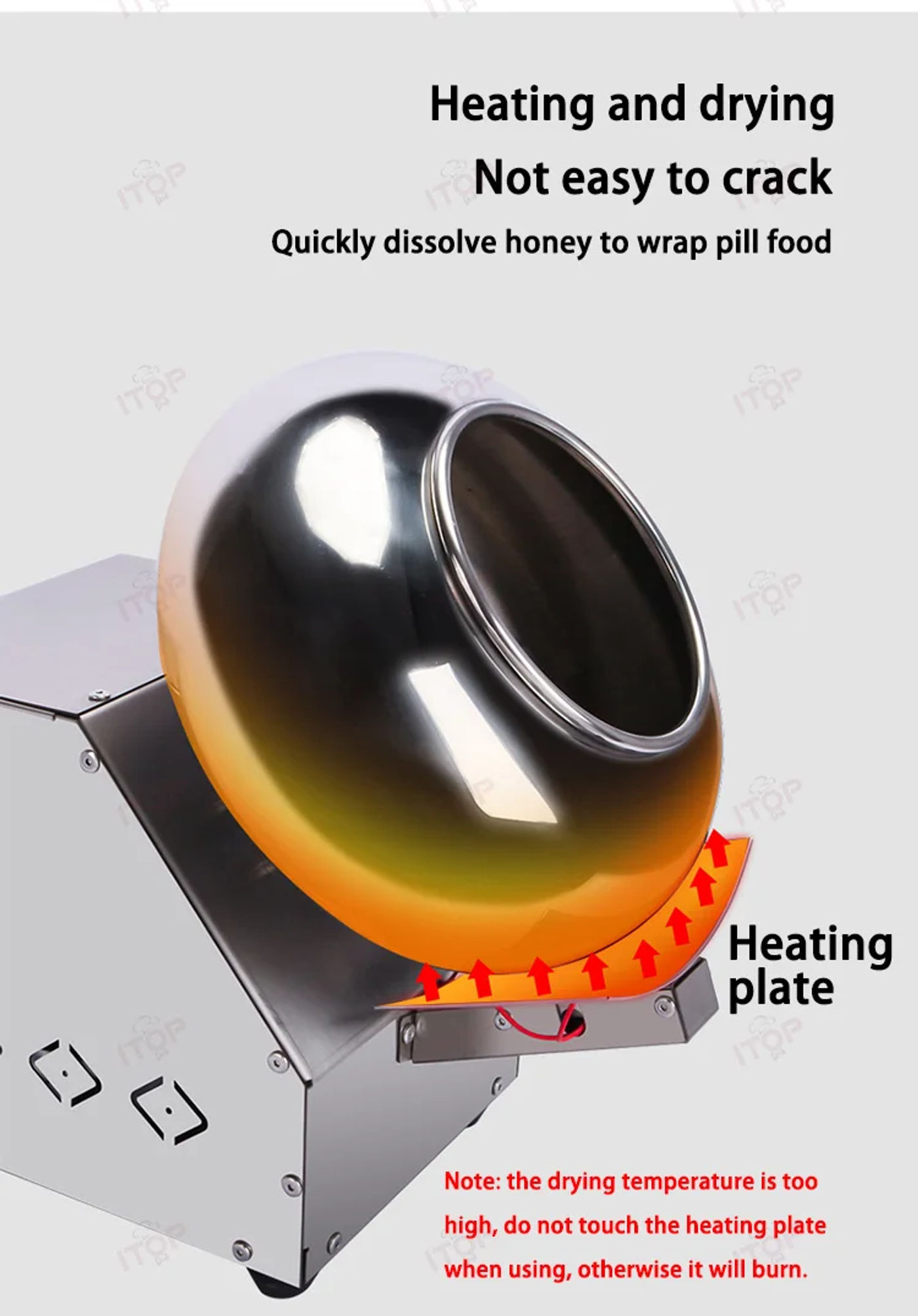 Description Picture 6 of itemITOP Chocolate Ball Maker Chocolate Coating Machine Chocolate Icing Machine Polishing/Rounding/Coating/Drying Food Processor