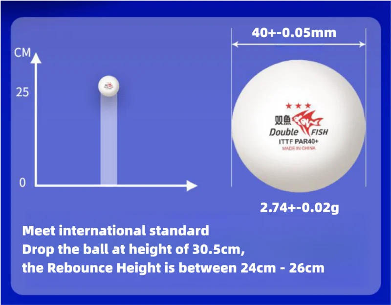 Description Picture 6 of item6 Pcs/Box Double Fish Ping Pong Balls PAR40+ 3 Star Official Table Tennis Balls for Paris International Games