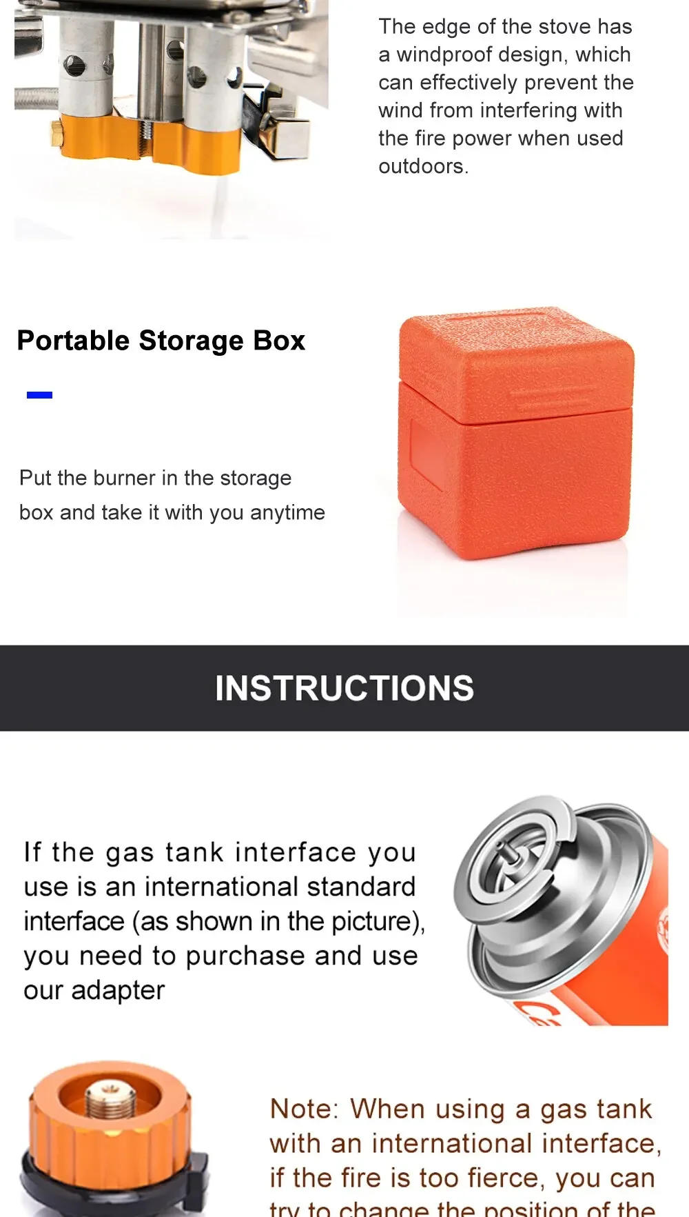 Description Picture 5 of itemWidesea Camping Tourist Burner Big Power Gas Stove Cookware Portable Furnace Picnic Barbecue Tourism Supplies Outdoor Recreation