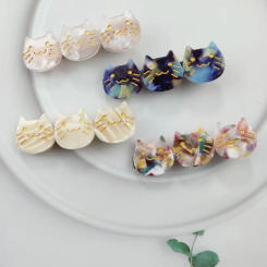 Bangs Clip For Children For Women Gifts Acetic Acid Female Barrettes Hair Accessories Three Cat Hair Clip Korean Style Hairpin