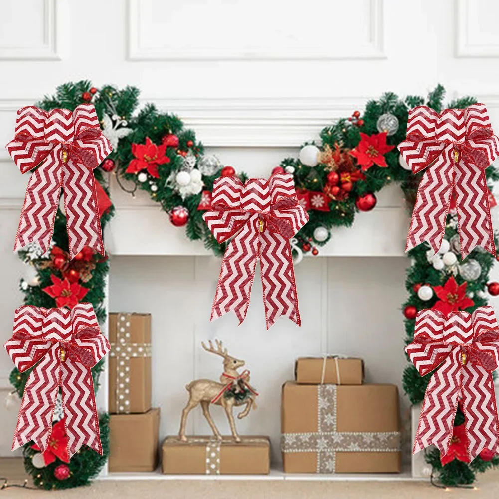 Description Picture 5 of itemRed Christmas Ribbon Bows Hanging Decorations 24*19cm Bowknot Gift Christmas Tree Ornaments Xmas Party Decor New Year 2024