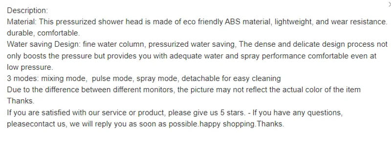 Description Picture 2 of itemHouse High Pressure Shower Head Filtered purified 3 Modes Shower Heads Adjustable OneKey Stop Water Massage Sprayer Accessories