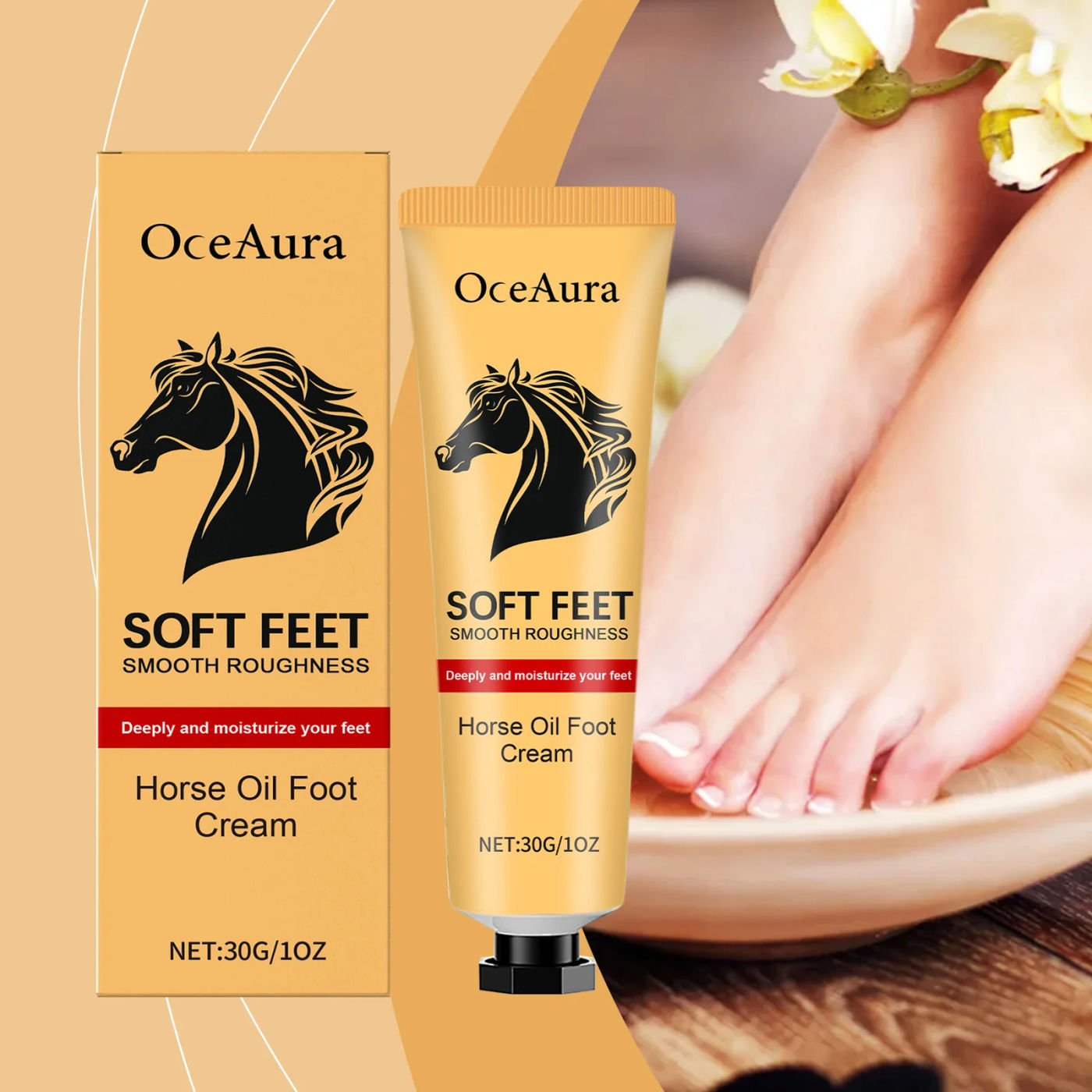Description Picture 3 of itemHorse Oil Anti Crack Foot Cream Repair Chapping Heel Callus Removal Exfoliation Nourish Smooth Anti-Drying Hand Feet Skin Care