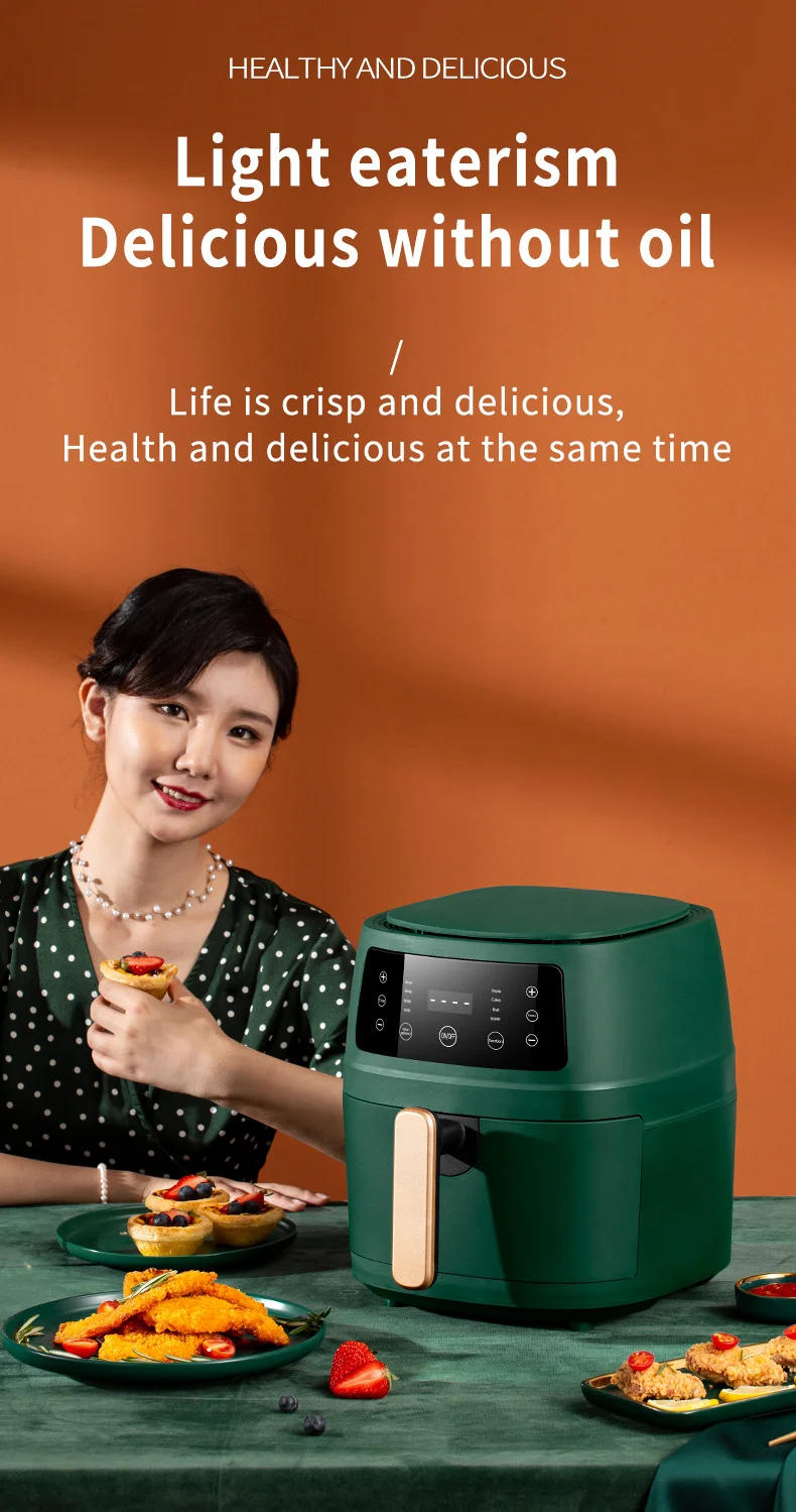 Description Picture 4 of item5L Smart Electric Air Fryers Automatic Household 360°Baking LED Touchscreen Air Fryer Without Oil Free Smokeless EU Plug