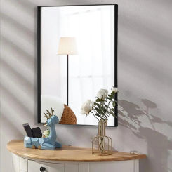 Rectangle Wall Mirror, Aluminum Frame Rectangular Mirror for Bathroom, Vanity, Bedroom, Living Room, Entryway, Wall Mounted