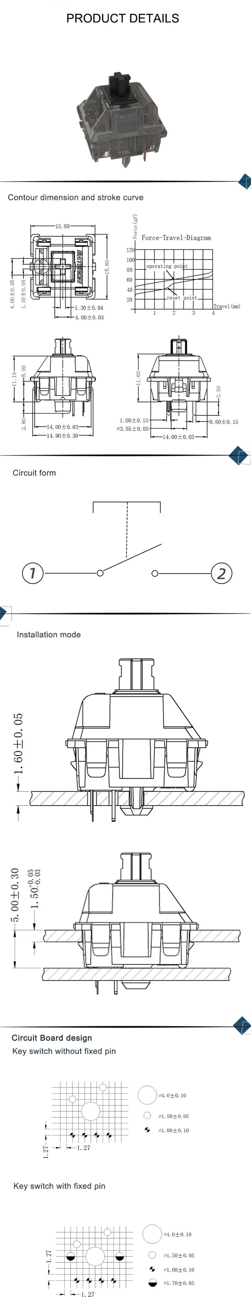 Description Picture 2 of itemGateron INK V2 Switch Linear 60g Force Customized Hot Swap DIY 5pin Gaming Mechanical Black Switches
