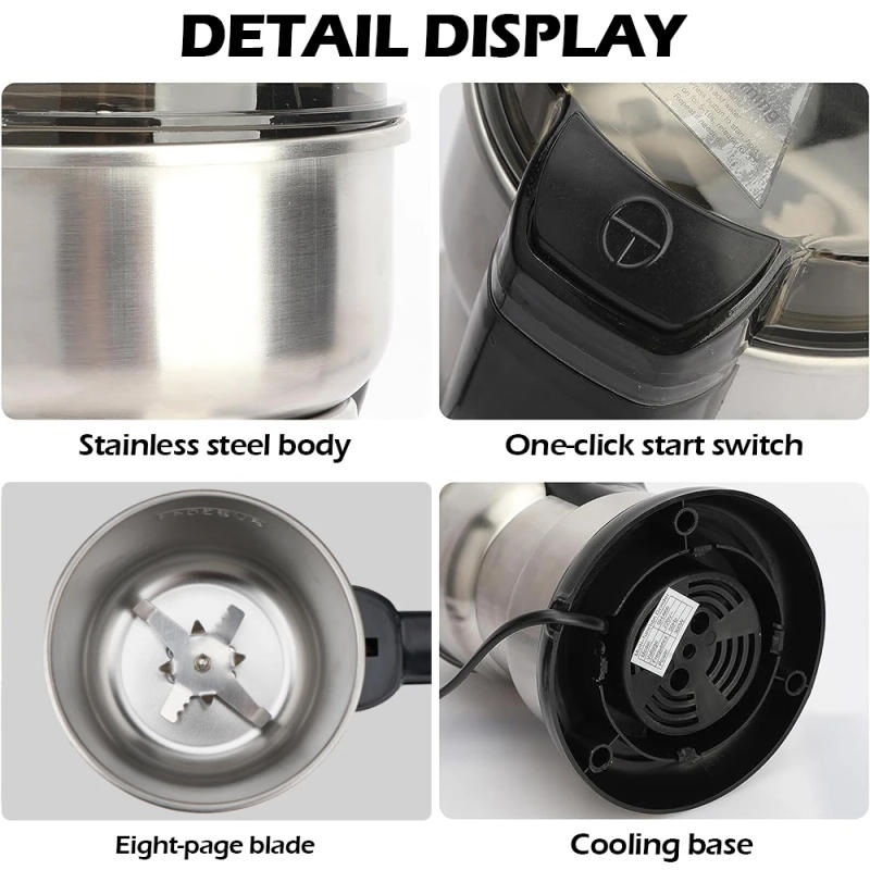 Description Picture 2 of item400W 304 Stainless Electric Grinder Eight Page Blade Electric Fast Grinding Multifunction Smash Machine Rice Beans Home Blender