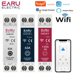 Tuya WiFi Smart Circuit Breaker MCB 1P+N 63A Timer Power Energy kWh Voltage Current Meter Protector Voice Remote Control Switch