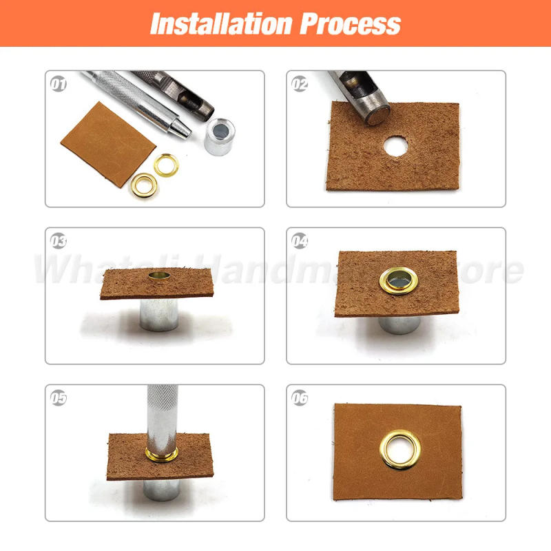 Description Picture 2 of item100 Sets 4mm Metal Eyelets Grommet Ring With Washer Multicolor For Scrapbooking Shoes Belt Cap Bag Tags Clothes DIY Leathercraft